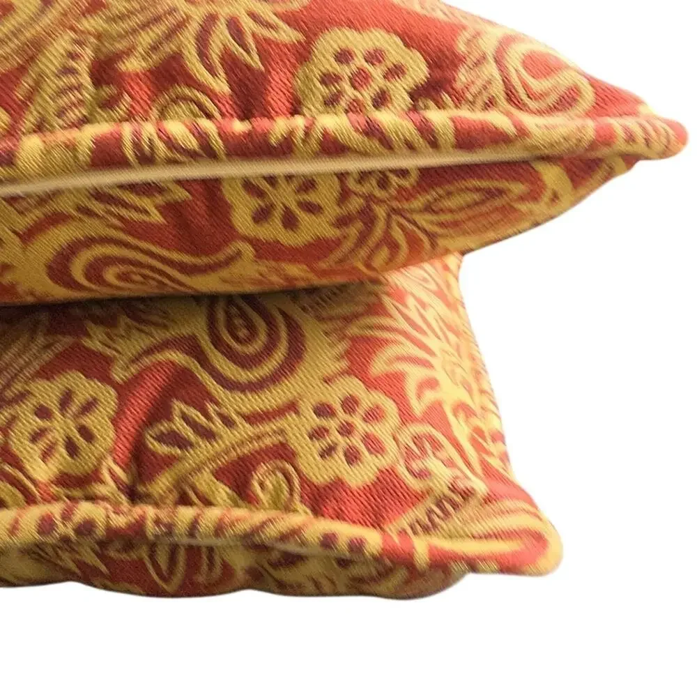 Burnt Orange Rust Gold Pillow Set 2pk Jacquard Paisley 16
